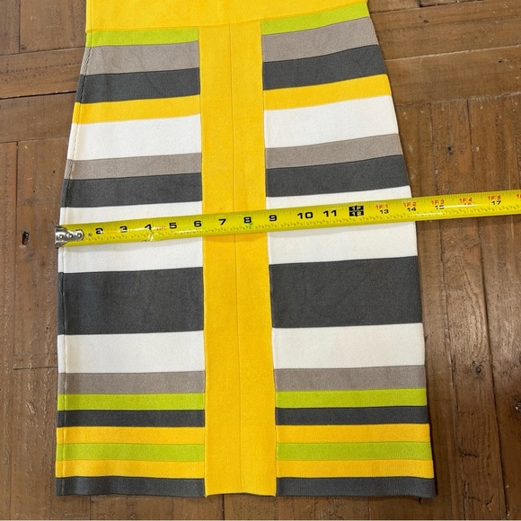 Karen Millen Striped Yellow White Gray Stretch BodyCon Sleeveless Dress 1 US 0 - Picture 10 of 10